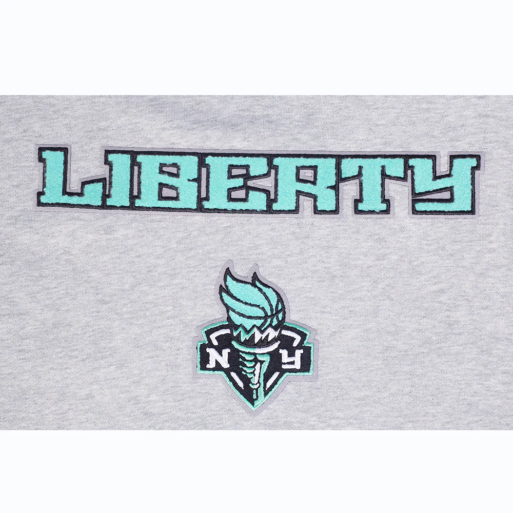 WNBA NEW YORK LIBERTY CLASSIC ESSENTIALS WOMEN'S FLEECE PULLOVER HOODIE (HEATHER GREY) - Image 7