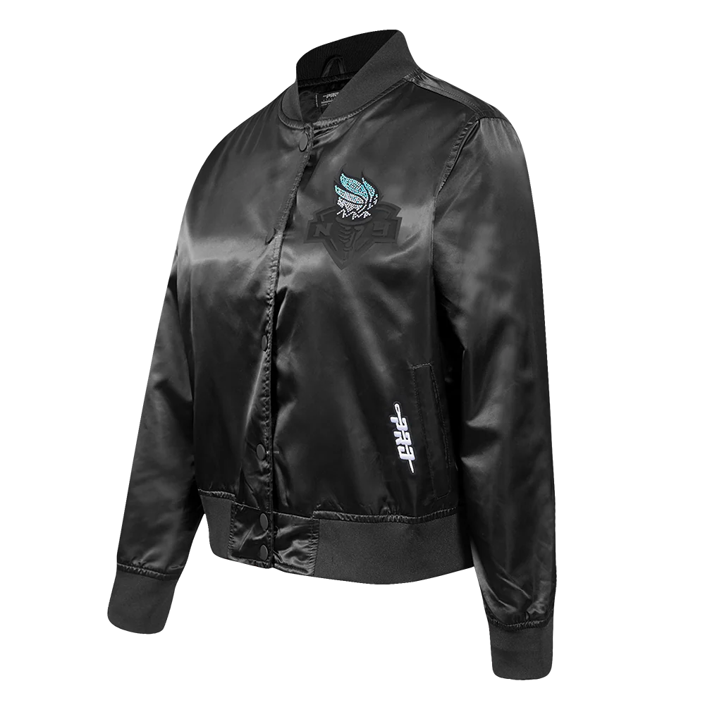 WNBA NEW YORK LIBERTY JEWELS WOMEN'S SATIN JACKET (BLACK) - Image 2