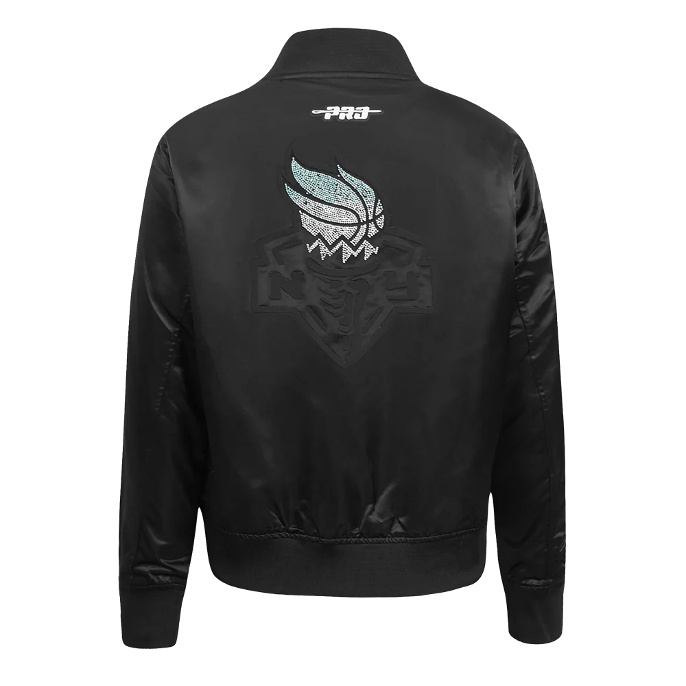 WNBA NEW YORK LIBERTY JEWELS WOMEN'S SATIN JACKET (BLACK) - Image 3