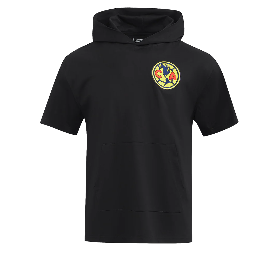 LIGA MX CLUB AMERICA CONTRAST NEUTRALS MEN'S SHORT SLEEVE PULLOVER HOODIE (BLACK)