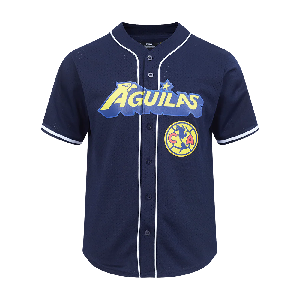LIGA MX CLUB AMERICA MESH MEN'S MESH BUTTON DOWN SHIRT (MIDNIGHT NAVY)