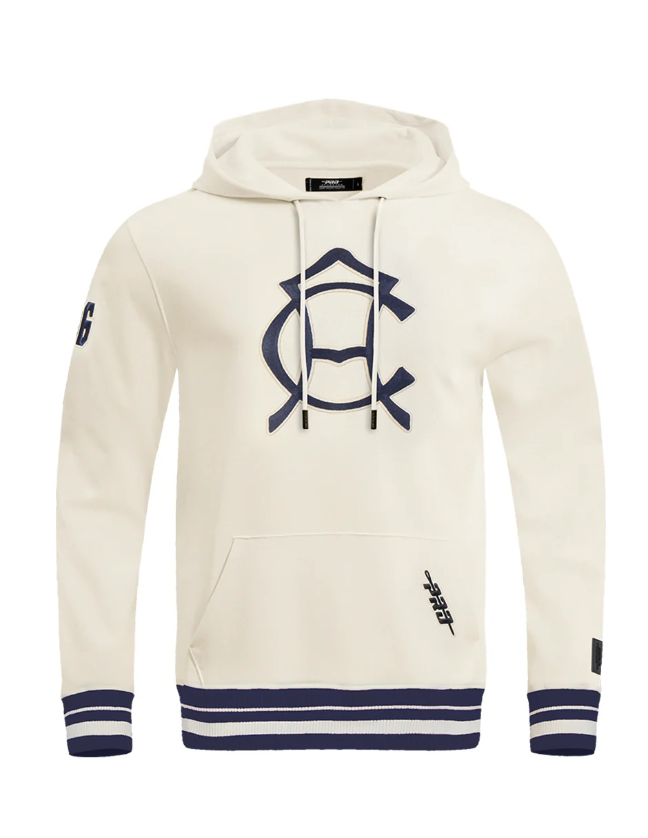 LIGA MX CLUB AMERICA PREMIUM MEN'S RIB FLEECE PULLOVER HOODIE (EGGSHELL/ MIDNIGHT NAVY)