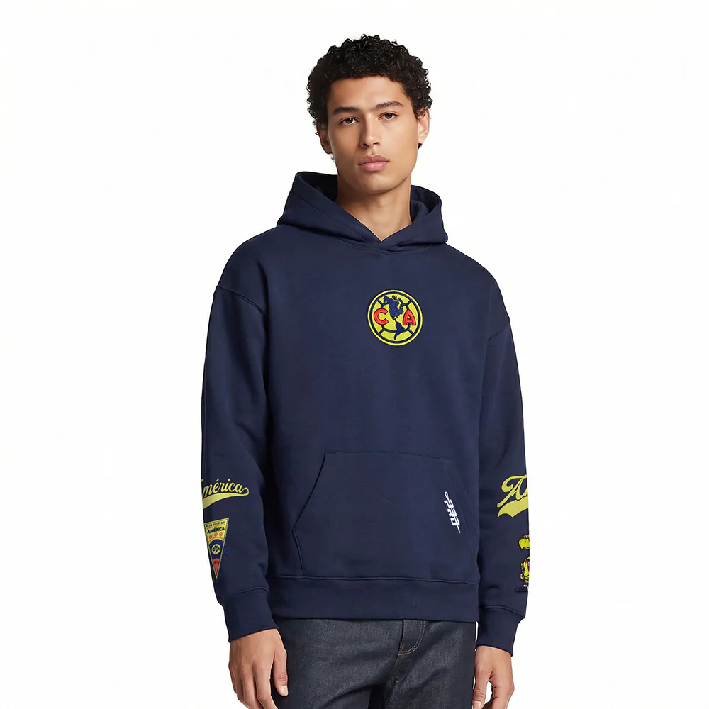 Liga MX CLUB AMERICA LIVING LARGE MEN'S DROP SHOULDER FLC PO HOODIE (MIDNIGHT NAVY)