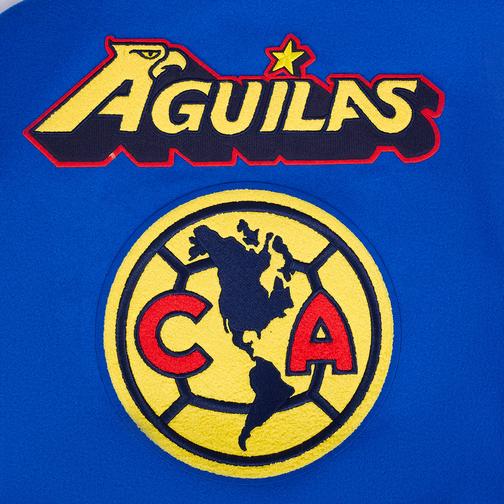 LIGA MX CLUB AMERICA STADIUM MEN'S RIB WOOL VARSITY JACKET (ROYAL BLUE/WHITE) - Image 9