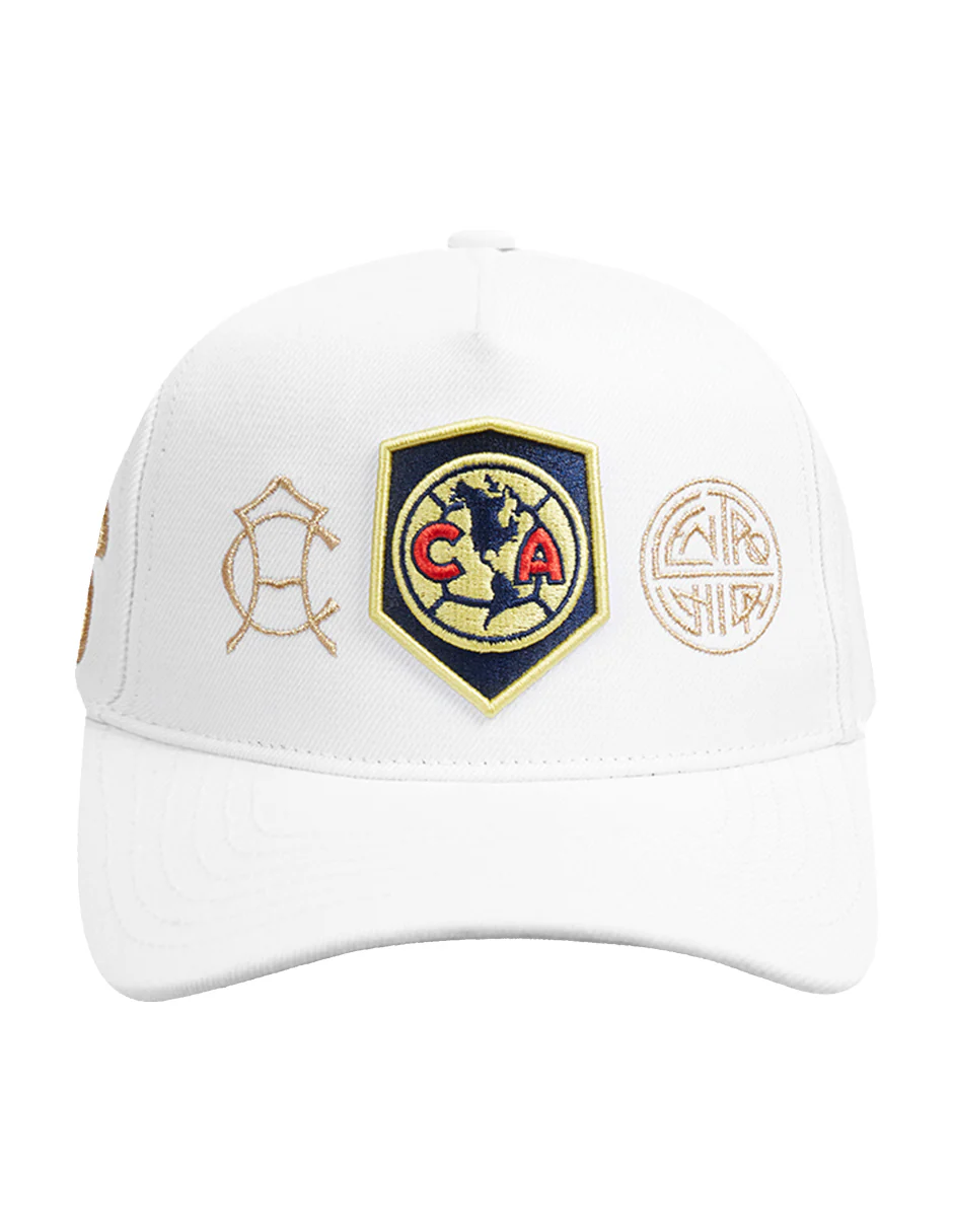 LIGA MX CLUB AMERICA PREMIUM MULTI LOGO PINCH FRONT SNAPBACK HAT (WHITE)
