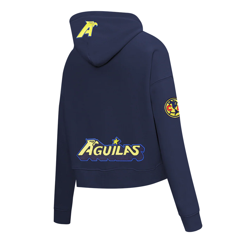 LIGA MX CLUB AMERICA STADIUM WOMEN'S DOUBLE KNIT CROPPED PULLOVER HOODIE (MIDNIGHT NAVY) - Image 4