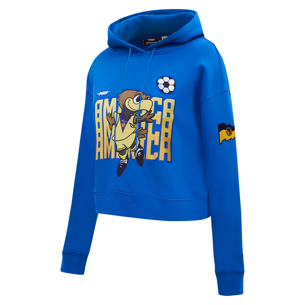 LIGA MX CLUB AMERICA STADIUM WOMEN'S DOUBLE KNIT CROPPED PULLOVER HOODIE (ROYAL BLUE) - Image 2