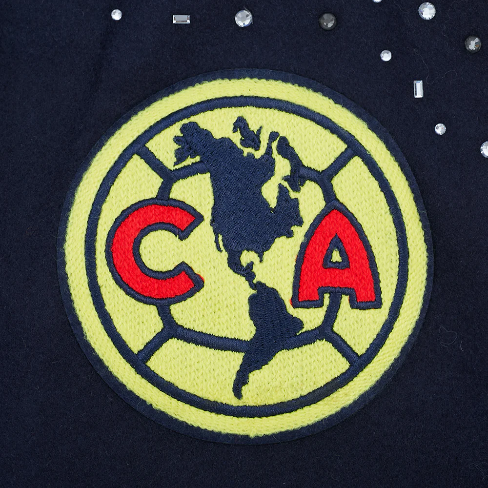 Liga MX CLUB AMERICA LEGACY WOMEN'S CROPPED RIB WOOL VARSITY JACKET (MIDNIGHT NAVY/WHITE) - Image 6