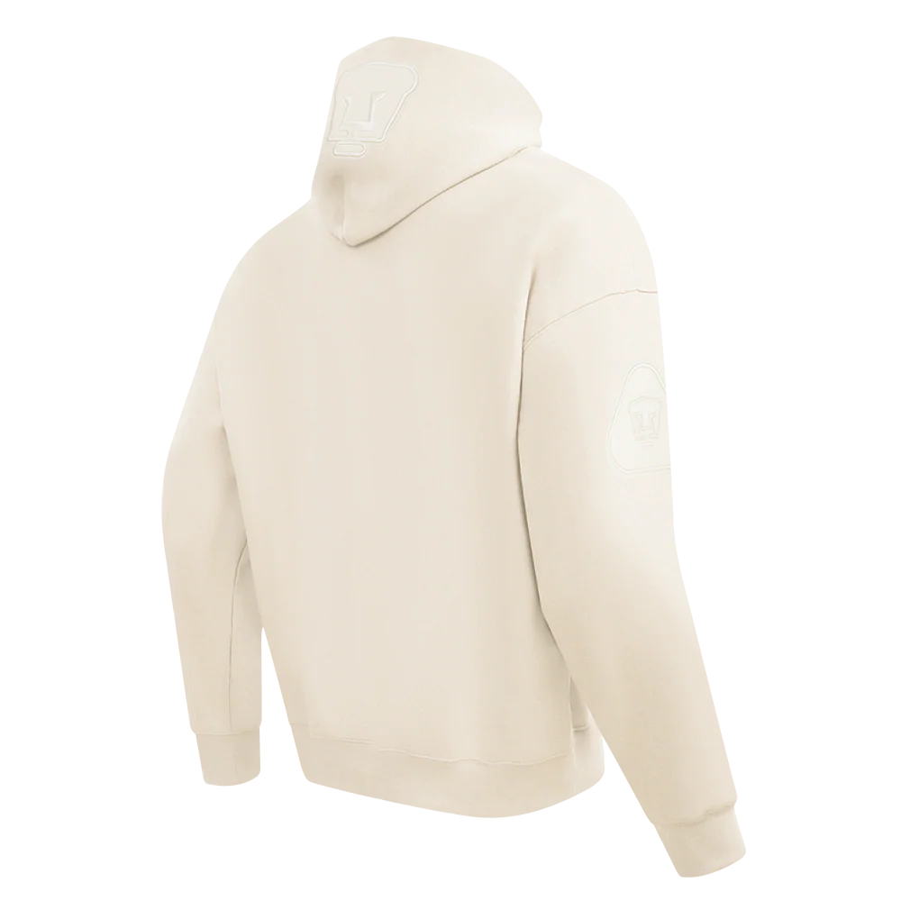LIGA MX PUMAS UNAM NEUTRAL MEN'S DROP SHOULDER FLC PO HOODIE (EGGSHELL) - Image 4