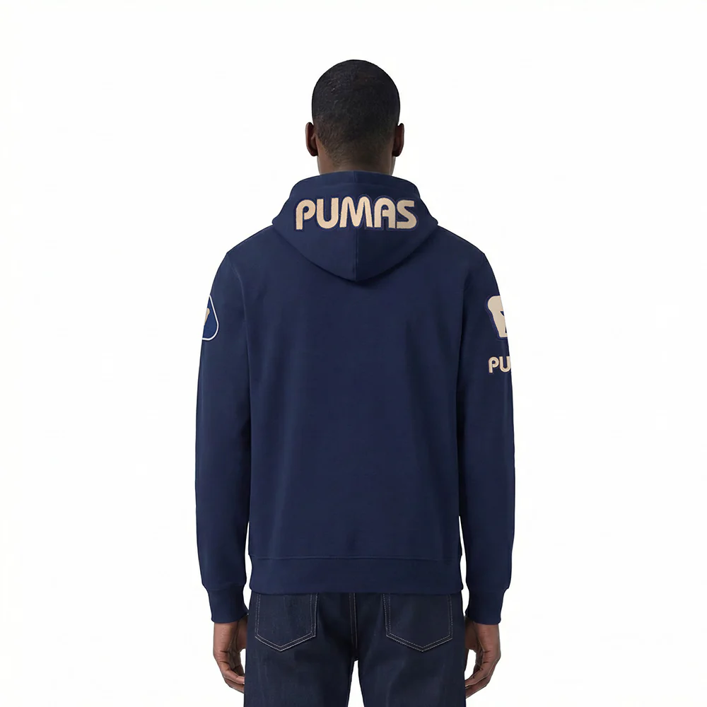LIGA MX PUMAS UNAM CLASSIC CHENILLE MEN'S DK FZ HOODIE (MIDNIGHT NAVY) - Image 2