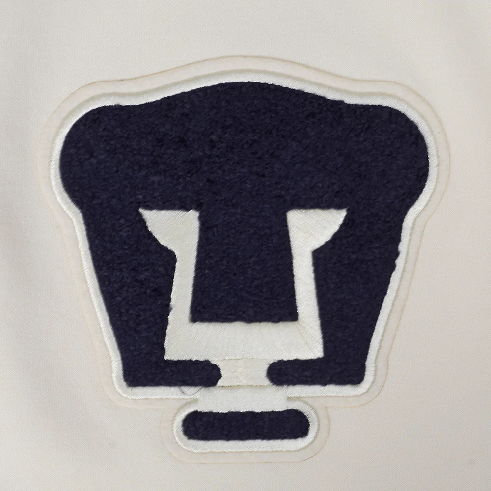 LIGA MX PUMAS UNAM CLASSIC CHENILLE MEN'S DBL KNIT 1/4 ZIP (EGGSHELL) - Image 5