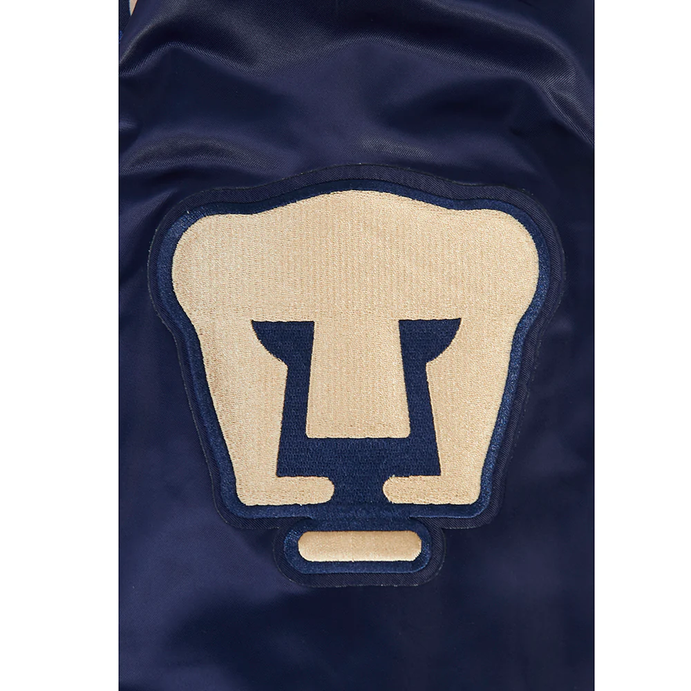 LIGA MX PUMAS UNAM CLASSIC CHENILLE MEN'S RIB SATIN JACKET (MIDNIGHT NAVY) - Image 7