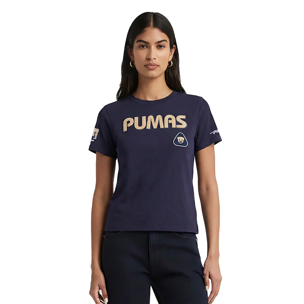 LIGA MX PUMAS UNAM CLASSIC CHENILLE WOMEN'S SJ SLIM FIT TEE (MIDNIGHT NAVY)